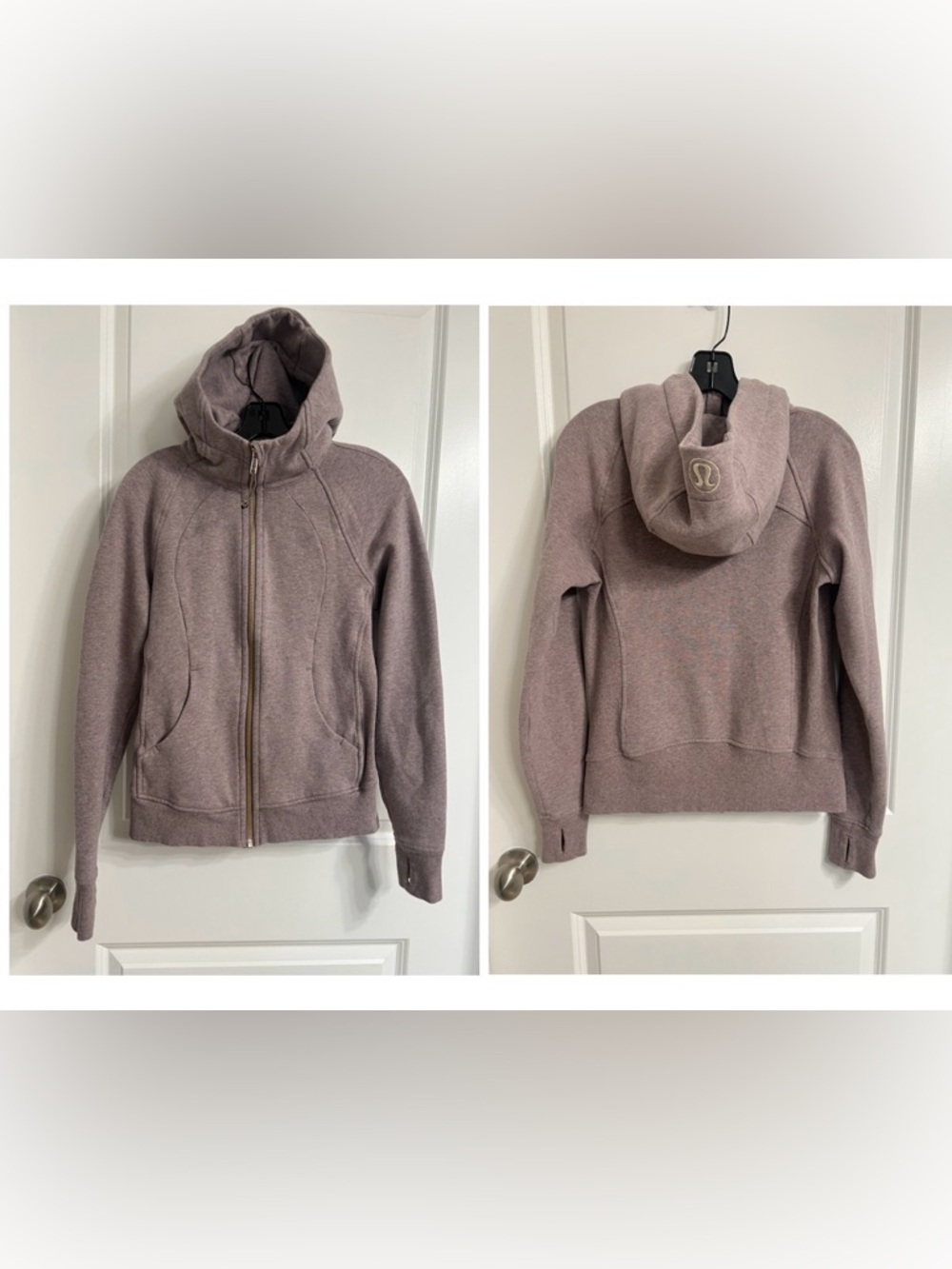 Lululemon Full Zip Scuba Hoodie Mauve with Gold Size 6
